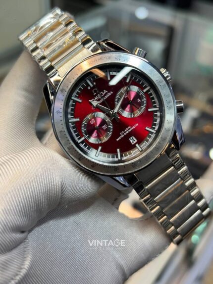 Omega Speedmaster 57 Co-Axial Master Chronometer Chronograph Red Dial With Silver Chain