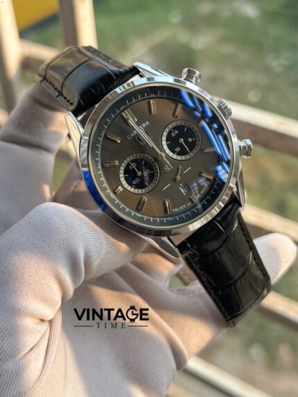 TAG Heuer Carrera Chronograph Brown Dial leather Belt & Silver Bezel