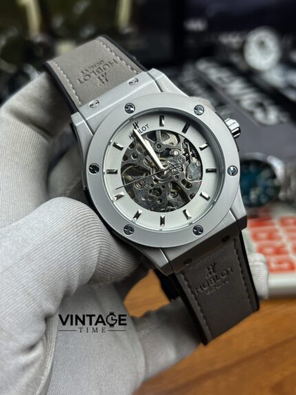 Hublot Classic Fusion Skeleton White Dial With Grey Belt