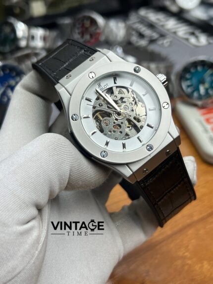 Hublot Classic Fusion Skeleton White Dial With Black Belt